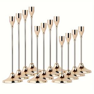 TEMU 크리스마스 및 할로윈 테이블 장식을 위한 12개 싱글 헤드 메탈 양초 홀더, 캔들 라이트 디너, 사진 소품, 결혼 기념일, 가정 및 호텔 장식, 생일 선물에 적합, 식탁 중앙 장식, 결혼식에 적합