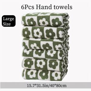TEMU 6개 꽃무늬 핸드 타월 세트 - 울트라 소프트 마이크로화이버, 300GSM, 샤워, 체육관, 호텔, 사우나용으로 고흡수 및 편안함 - 다양한 색상 옵션|수건|샤워커튼