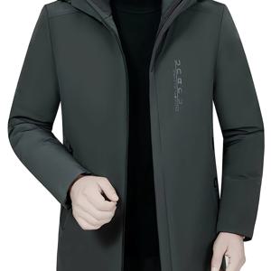 TEMU 체크무늬 안감이 있는 후드 미디엄 패딩 겨울 코트, 이중 내부 포켓, 리브드 커프스