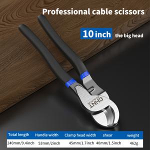 TEMU 전기 기술자용 전선 절단 도구 (케이블 플라이어, 스트리핑 가위, 컷터 포함), 6, 8, 10인치 사이즈