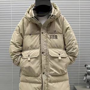 TEMU 남성용 미드 레인지 반짝이는 오리털 재킷, 신상 겨울 트렌디 브랜드, 루즈하고 캐주얼한 두꺼운 후드 코트.