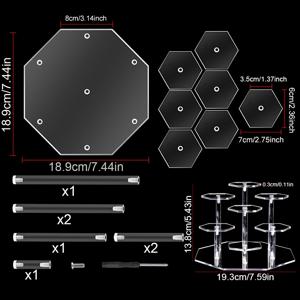 TEMU 수집품, 조각상, 장난감 및 향수병을 위한 7단 아크릴 디스플레이 스탠드 - 견고한 육각형 베이스와 투명 아크릴 선반, 클래식 모던 홈 데코 오거나이저용 인형, 미니 조각상, 립스틱 및 화장품, 선반 장식 아이템