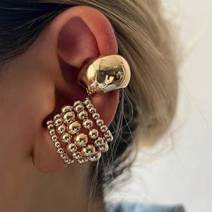 TEMU 미니멀하고 고급스러운 2피스 세트, 넓은 C자형 반원형 구리 비즈 귀걸이. 여자친구를 위한 발렌타인데이 선물로 완벽하며, 여성 데이트, 선물, 파티 및 일상복으로 적합합니다.