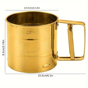 TEMU 1개 골든 스테인리스 밀가루 체 컵, 핸드 크랭크 포함 - 베이킹용 미세 메쉬 스트레이너, 설탕 쉐이커, 필수 제과 및 베이킹 도구, 제과 도구 | 스타일리시 베이크웨어 | 골든 마감 체, 베이킹용 밀가루 체