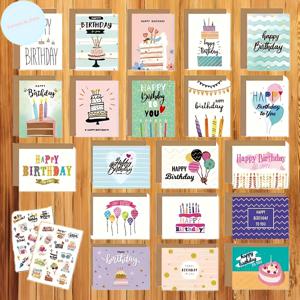 TEMU 42장의 생일 카드 세트, 봉투 및 스티커 포함 - 만화 테마로 제작된 소형 축하 카드로 누구에게나 적합한 DIY 생일 선물 포장을 완벽하게 만들어보세요
