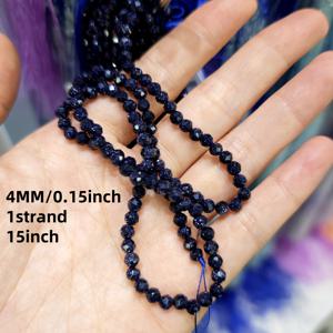 TEMU 고품질 3/4mm 파란색 사암 파티트 비즈, 팔찌 및 목걸이 액세서리에 완벽.