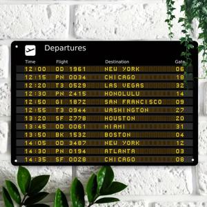 TEMU 방 장식 A 빈티지 금속 비행기 출발 신호, 레트로 금속 벽 예술, 방수 및 방진, 집, 바, 카페, 또는 사무실 장식으로 걸 수 있는 포스터, 독특한 선물 아이디어.