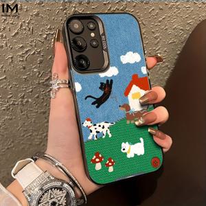 TEMU 삼성 갤럭시 S20, S21, S22, S23, S24, S25, A24, A05, A05S, A02, A03, A04, A13, A31, A53, A34, A10, A33용으로 적합한 니트된 버섯 고양이 패턴 디자인은 얼룩 방지, 세련된, 트렌디한 전용 폰 케이스로 특징이 있습니다.