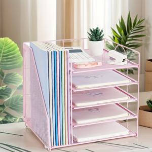 TEMU 파일 폴더 랙이 있는 5단계 스택 가능한 금속 책상 정리함, 내구성 있는 파우더 코팅 마감, 우편, 용품 및 문서를 위한 다목적 사무실 보관, 작업 공간 효율성에 이상적, 사무실 용품 및 액세서리