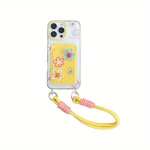 TEMU 휴대폰 케이스 - 3차원 산뜻한 플로럴 카드 홀더 (목걸이 스트랩 포함), 휴대폰 보호를 위한 풀 커버 보호 케이스, iPhone 모델 16, 15, 14, 13, 12, 11, X Plus, Pro Max 호환