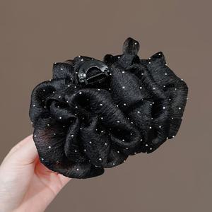 TEMU 여성용 우아한 양면 리본 헤어 클립, 다용도 메쉬 버블 상어 그립과 우아한 뒤통수 디자인