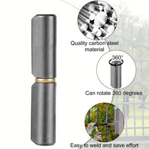 TEMU 12개입 용접 가능한 바렐 힌지, 2.5인치 길이, 3/8인치 지름 - 철제 분리 가능한 게이트 도어 힌지, 금속 스윙 도어, 트레일러 램프, 유리 도어, 용접 친화적인 디자인, 용접하기 쉽고 노동을 절약할 수 있는 힌지 | 회전 힌지 | 용접 힌지, 금속 힌지
