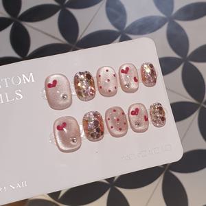 TEMU 10개 세트 런어웨이 스위트하트 신제품 순수 수제 착용 가능한 네일 아트 컬러풀 캣아이 울트라-샤이닝 미백 핸드크래프트 네일