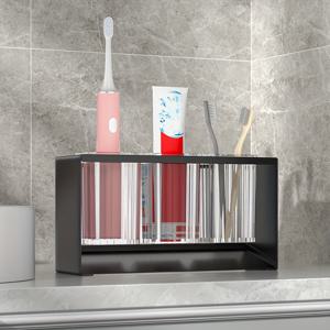 TEMU 자체 배수 디자인의 1개 조리대 칫솔 홀더, 다용도 욕실 정리함(칫솔, 치약 및 치실 용) - 내구성 있는 철제 구조, 공간 절약형 독립 스탠딩 수납, 홈 & 여행용