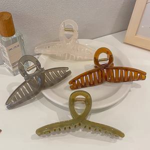 TEMU FURDANXINYI 우아한 대형 매트 헤어 클로 - 프렌치 스타일, 두꺼운 머리카락용 강력한 그립, 반투명 젤리 컬러, 데이에 완벽, 대형 크로스 클립, 한국어, 헤어 컬, 반투명, 여름