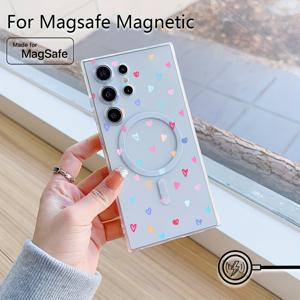 TEMU 삼성 갤럭시 S25 S24 S23 FE 울트라 플러스 4G 5G와 호환되는 하트 폰 케이스, 투명한 자석 방수 소프트 TPU 백 커버.
