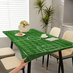TEMU 1개, 탄성 엣지 디자인 테이블보, 축구장 패턴 스트레치 테이블보, 스타일리시한 스포츠 테마 장식 테이블보, 다양한 홈 데코 및 테이블 세팅, 야외 테이블 세트, 피크닉 추가품, 실내외 사용 가능
