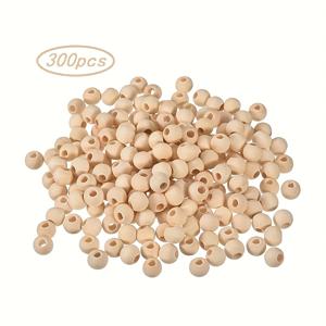 TEMU 300개 천연 나무 10mm 원형 구슬, 구멍: 4mm, 미완성품, DIY 공예, 주얼리 만들기, 장식용, 비즈 액세서리