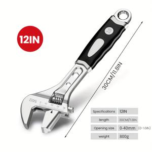 TEMU 에이라지 8/10/12인치 헤비듀티 조절 렌치 | CR-V 스틸 | 최대 그립을 위한 정밀 밀링 턱 | 내식성 및 열처리 처리 | 가정용/차량 수리/산업용 안전한 조절 턱