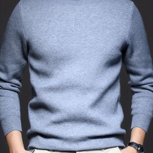 TEMU 남성용 2025년 가을/겨울 신상 하이넥 긴팔 스웨터 - 두꺼운 500G 원단의 캐주얼 니트 기모 베이스 레이어, 편안하고 신축성 있는 니트, 단색 풀오버, 중간 탄성, 슬림핏, 손세탁만 가능, 데일리 편안한 착용감