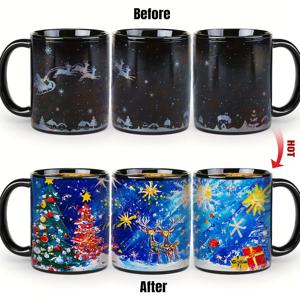 TEMU 크리스마스 컬러 체인징 머그컵, 새해를 위한 재미있는 세라믹 커피잔, 친구와 가족을 위한 완벽한 크리스마스 선물 11oz