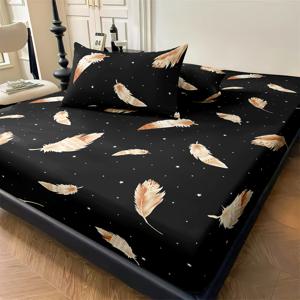 TEMU Good Dream Home 3피스 침대 시트 세트, 브러시 처리 침대 커버, 매트리스 보호대, 피부 친화적, 수축 방지, 색상 변색 방지, 편안하고 피부 친화적, 빈티지 클래식, 모든 계절에 적합, 가족 및 호텔 침구를 위한 로맨틱 스타일|매트리스커버