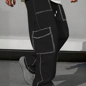 TEMU 남성용 캐주얼 루즈핏 아웃도어 스포츠 러닝 트렌디 스트리트 패션 멀티포켓 레그 카고 팬츠 1벌, 신상