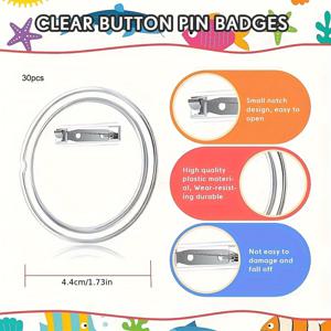 TEMU 아크릴 버튼 배지 30개입, 대형 버튼 배지는 나만의 독특한 배지 및 사진 벽을 만들기 더 용이하며, 파티 프로젝트 좌석 예약 카드 및 식별 이름 배지 핀으로 사용할 수 있습니다.