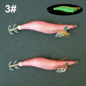 TEMU 2개 세트 발광 오징어 미끼 바다 오징어 훅 루어 인공 나무새우 미끼 루미너스 새우 루어 바다낚시 2.5#/3# 사용 가능