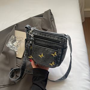 TEMU 미니 여성용 숄더백, 패셔너블한 나비 패턴 크로스백, 여성용 멀티 포켓 긴 조절식 숄더 스트랩, 산책, 쇼핑, 휴가, 여행용