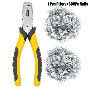 TEMU 동물 케이지 설치 플라이어 세트, 1개 플라이어 + 600개 못 포함, 애완 동물 가금류, 닭, 오리, 개, 새 케이지용 내구성 설치 도구