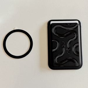 TEMU 스네이크 크리에이티브 일러스트레이션 자석 카드 홀더, 휴대용 폰 카드 슬리브 + 무료 자석 링 포함. 모든 스마트폰 모델 호환 (아이폰, 삼성, 구글, 모토 등) — 친구에게 딱 맞는 완벽한 선물