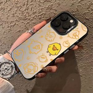 TEMU 폰케이스: INS 스타일, 귀엽고 재미있는 만화 노란 병아리 폰케이스, 아이폰 16 15 14 13 12 11 프로 맥스 X XR XS 맥스 8 7 플러스 호환, 안티드롭 매트 백커버