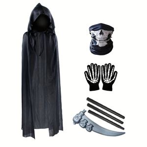 TEMU 남성을 위한 할로윈 코스튬 액세서리 4종 세트입니다. 유령 모양의 후드 망토 의상, 악마의 사자사망 망토 세트, 그리고 검은 사제 망토 코스튬이 특징이며 할로윈 및 마스커레이드 파티에 완벽한 선택이며 이상적인 선물이 될 것입니다.