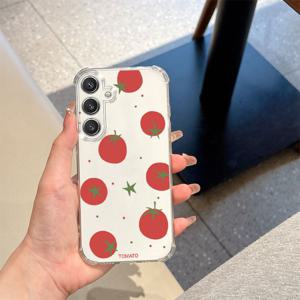 TEMU 삼성 갤럭시 S25 S24플러스 S23FE S22 S21 S20 및 A03 A04 A06 A10 A13 A15 A24 A33 A50 A51 A52 삼성 갤럭시 A53 A54 A55 A70 A72 A73 M13 M10S M20S M42용 풀 스크린 토마토 폰 케이스 | 0.3mm 초경량 TPU | 유리 투명도 | 노란변색 방지