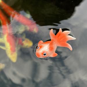 TEMU 데코 레진 플로팅 금붕어와 돌핀 조각품 - 자연 주제 아쿠아틱 정원 장식, 연못, 어항, 야외 수영장 - 전기 필요 없음, 설치 쉬움, 연못 장식, 예술적인 아쿠아틱 디자인, Easyinstall 디자인