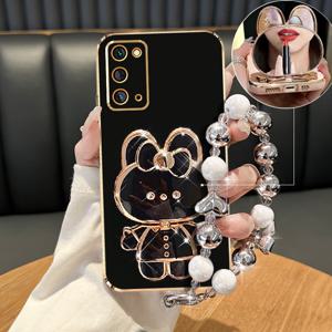 TEMU 귀여운 하트 리니어 노트20, 스타일리시한 미러 폴드 브래킷과 럭셔리 플레팅을 특징으로 합니다. 이 폰 케이스는 삼성 갤럭시 노트 20을 위한 디자인으로, TPU 충격 방지 보호와 스탠드 백 커버를 제공합니다.