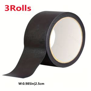 TEMU 검정색 장식용 마스킹 테이프, 다양한 폭으로 제공, 리모델링 색상 코딩, 수제 콜라주 및 라벨링에 적합, 실용적인 디자인.