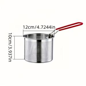 TEMU 손잡이가 달린 스테인리스 스틸 튀김 바구니. 분리 가능한 손잡이가 있어 휴대가 용이하며, 프렌치 파이, 파스타, 야채 및 간식과 같은 튀김 재료에 적합합니다. -등급 스테인리스 스틸로 제작되었으며 내구성이 뛰어난 조리 도구입니다.