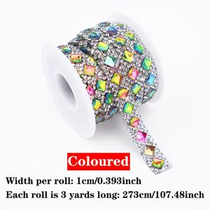 TEMU 1롤 자체 접착 레진 라인스톤 스트립 - 3야드/273cm, 반짝이는 다색 DIY PVC 장식 스트립, 의류, 재봉틀, 케이크 포장, 공예, 럭셔리 웨딩 부케, 크리스마스 트리용 - 결혼식, 크리스마스 파티, 기념일, 새해 선물에 이상적, 크리스마스 장식, 축제 공예, 반짝임 효과, 내구성 있는 공예 소재, 크리스마스에 가장 적합