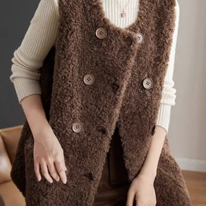 TEMU ACE4239 포켓이 있는 더블 브레스트 플러시 조끼