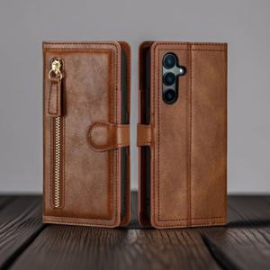 TEMU 폰 케이스: A16 5G/A15/A55/A54 5G용 지갑형 케이스 럭셔리 인조가죽 지퍼 플립 카드홀더 커버 갤럭시 A55 A54 A16 A15 5G 케이스 코크