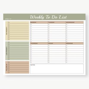 TEMU 1개 A4 가로 주간 플래너, 25장 소프트커버 할 일 목록 정리자, 일일 섹션, 우선순위 작업 및 메모 포함, 직장, 학교 및 가정 일정 관리에 이상적