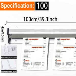 TEMU 1개 상업용 청구서 클립, 벽걸이 주방 메뉴 홀더, 테이크아웃 주문 정리대, 두꺼운 삼중 조절 가능 왼쪽/오른쪽 이동 디자인, 쉬운 설치, 다양한 사이즈 제공, 레스토랑 식사 메뉴 클램프, 무드릴 주방 영수증 홀더, 아버지의 날 및 독립 기념일을 위한 두꺼운 벽면 삽입 클립, 서버 액세서리
