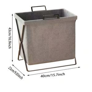 TEMU 1개 접이식 빨래바구니 철제 스탠드 & 튼튼한 원단 - 직사각형 옷 정리함, 침실, 기숙사, 욕실용 - 옷, 장난감, 빨래 바구니 공간 절약형 수납|빨래바구니