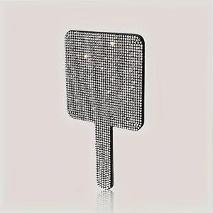 TEMU 휴대용 핸드헬드 라인스톤 메이크업 거울 - 웨딩, 여행 및 특별 이벤트에 적합한 반짝이는 유리 뷰티 미러, 우아한 라인스톤 장식 디자인과 내구성 있는 광택 표면, 파티나 일상 속 어디서나 사용 가능