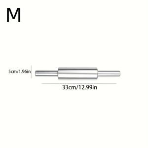 TEMU 미끄럼 방지 손잡이가 달린 두꺼운 스테인리스 스틸 롤링핀 - 튼튼하고 내구성이 뛰어난 반죽 롤러 | 피자, 쿠키, 페이스트리, 파스타에 적합 | 세척이 용이하고 녹슬지 않으며 가정용 베이킹 필수품, 크리스마스 및 할로윈 선물로 완벽