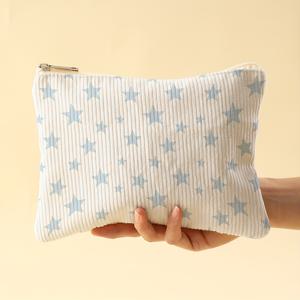 TEMU 블루 & 다른 색상 옵션 가능 (제품명 명시) 별무늬 메이크업 파우치 - 지퍼형 여행용 수납, 컴팩트 데일리 사용