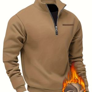 TEMU 신상 - 가을 겨울용 라인드 스포츠 아웃도어 스웨트셔츠, 남성 피트니스 및 하이킹 스웨트셔츠, 스탠드업 칼라 후드없는 스웨트셔츠|스포츠|짐웨어