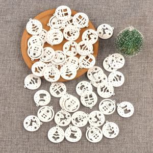 TEMU 50개 3.2x2.9cm 화이트 선물 레인디어 크리스마스 트리 및 기타 크리스마스 요소 모양 랜덤 혼합 중공 라운드 싱글 홀 목재 공예 수제 장식 매달린 오너먼트, 크리스마스 트리 비즈, 크리스마스 비즈, 크리스마스 장식, Mdf 크리스마스, 미니어처, 크리스마스 모든 것, 수제 크리스마스 장식, 크리스마스 트리 장식, 크리스마스 장식 새